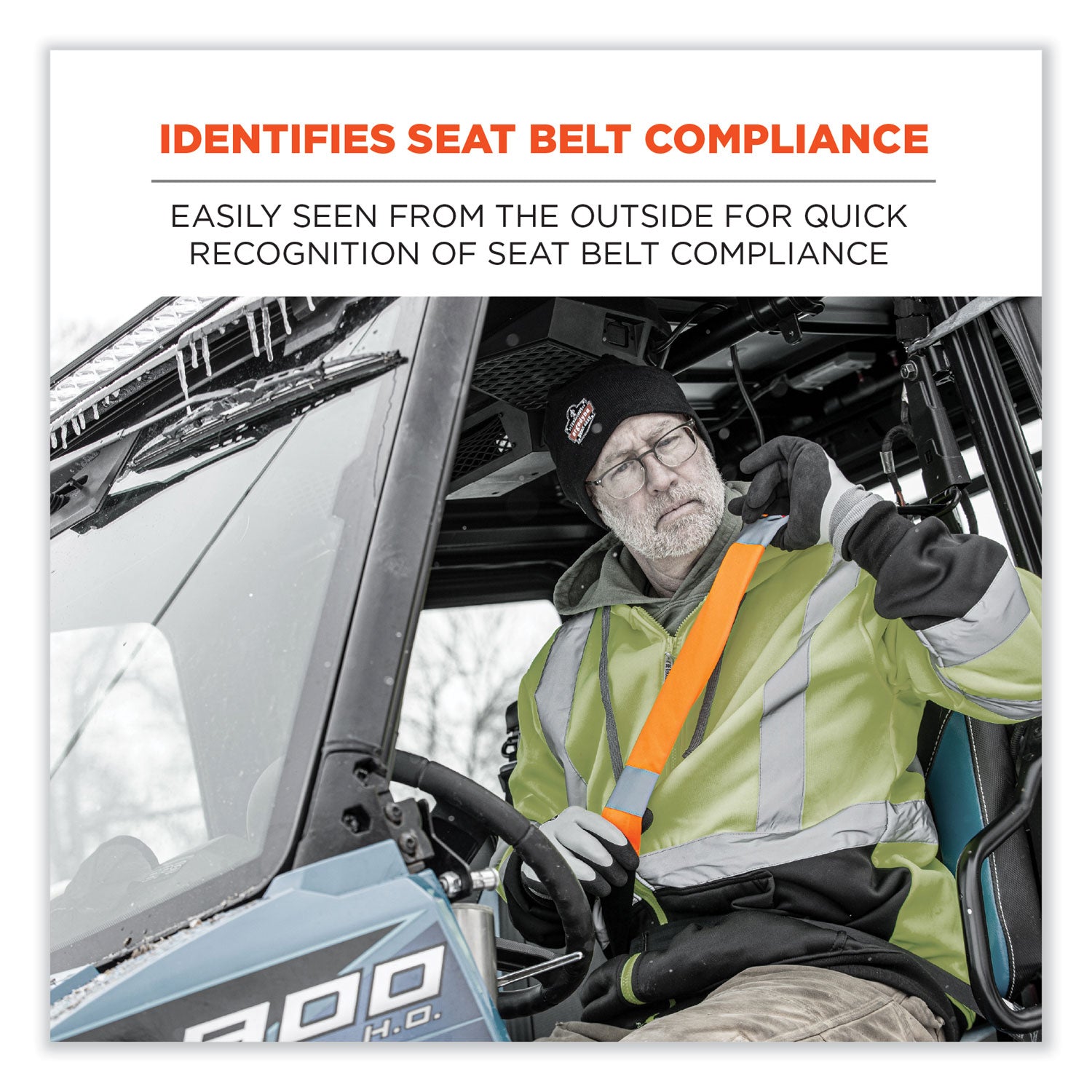 GloWear 8004 Hi-Vis Seat Belt Cover, 6" x 18.5", Orange, Ships in 1-3 Business Days