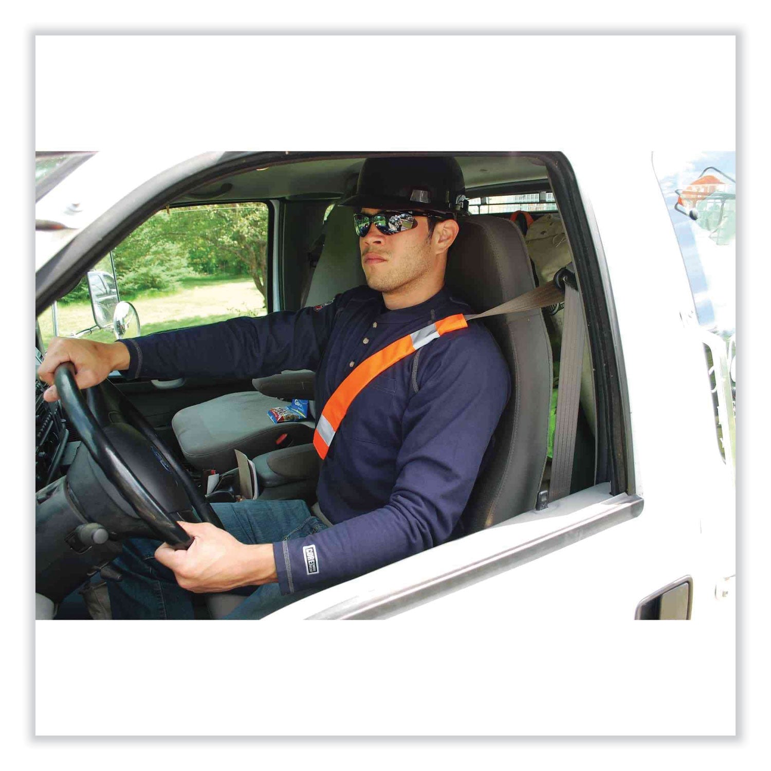 GloWear 8004 Hi-Vis Seat Belt Cover, 6" x 18.5", Orange, Ships in 1-3 Business Days