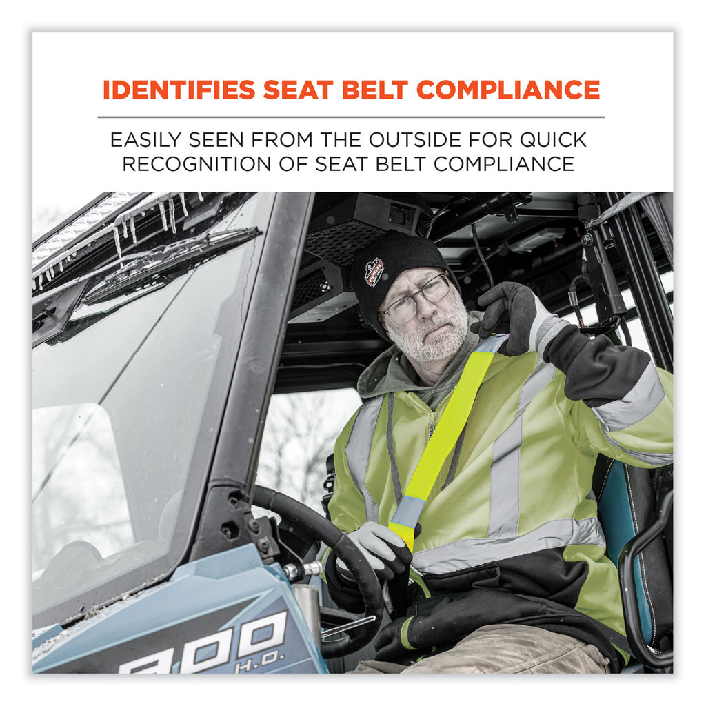 GloWear 8004 Hi-Vis Seat Belt Cover, 6" x 18.5", Lime, Ships in 1-3 Business Days