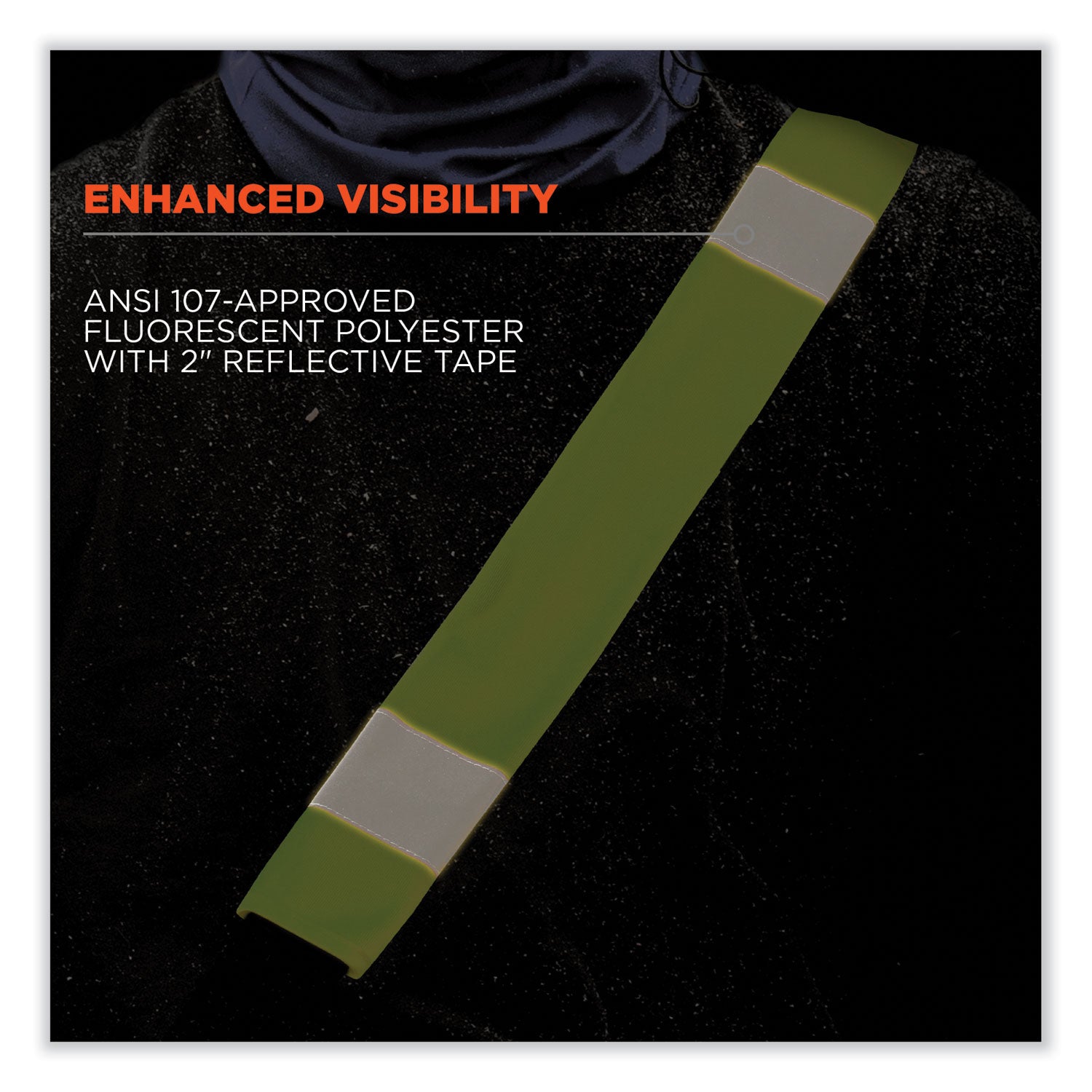 GloWear 8004 Hi-Vis Seat Belt Cover, 6" x 18.5", Lime, Ships in 1-3 Business Days