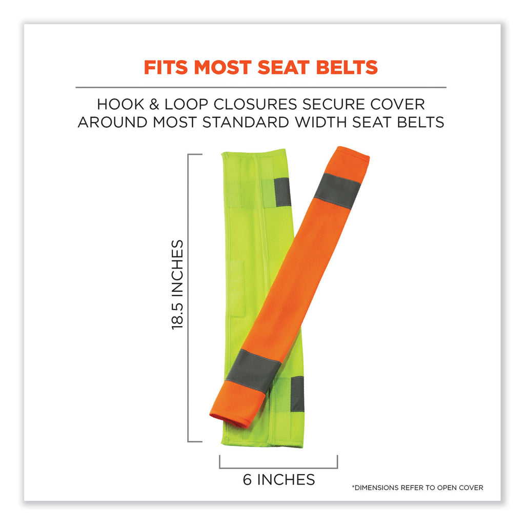 GloWear 8004 Hi-Vis Seat Belt Cover, 6" x 18.5", Lime, Ships in 1-3 Business Days