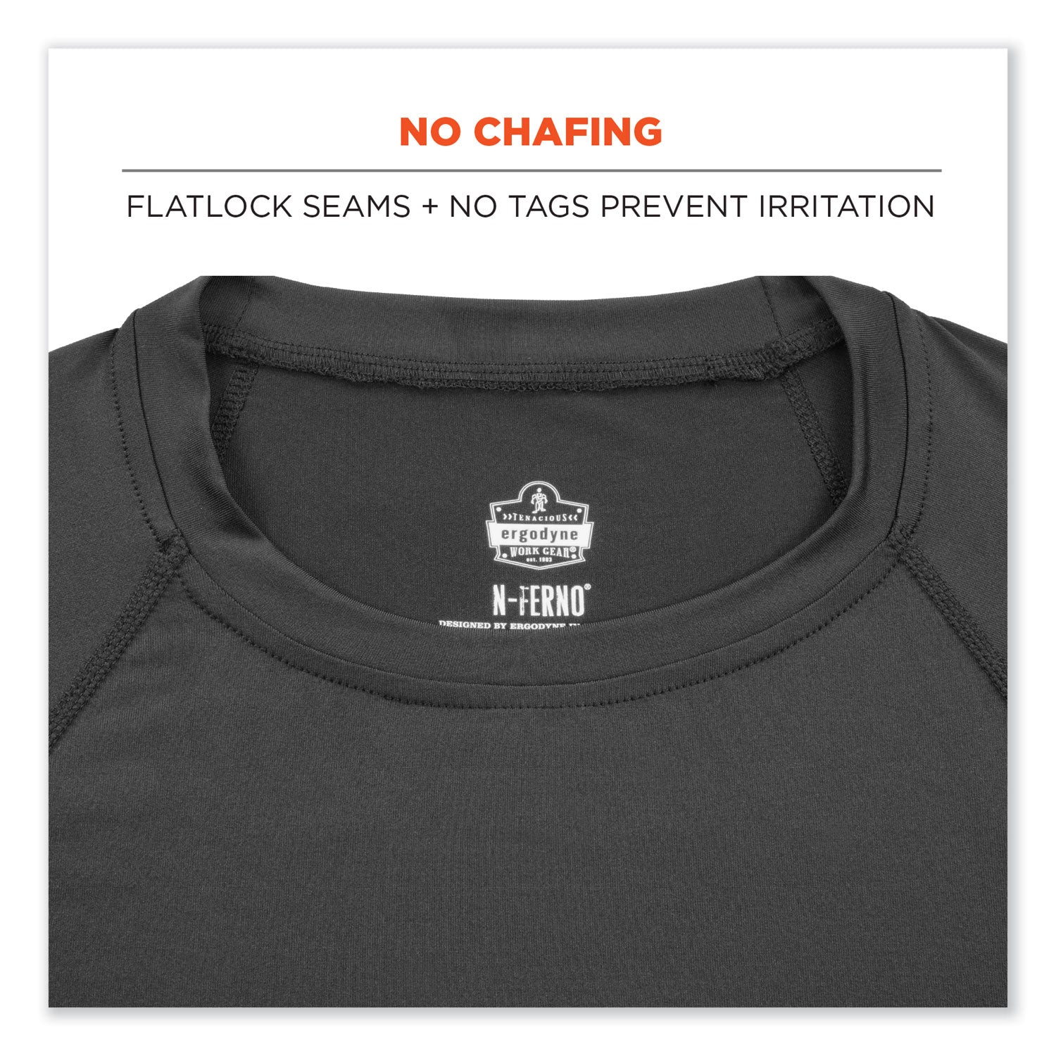 N-Ferno 6436 Long Sleeve Lightweight Base Layer Shirt, Large, Black, Ships in 1-3 Business Days