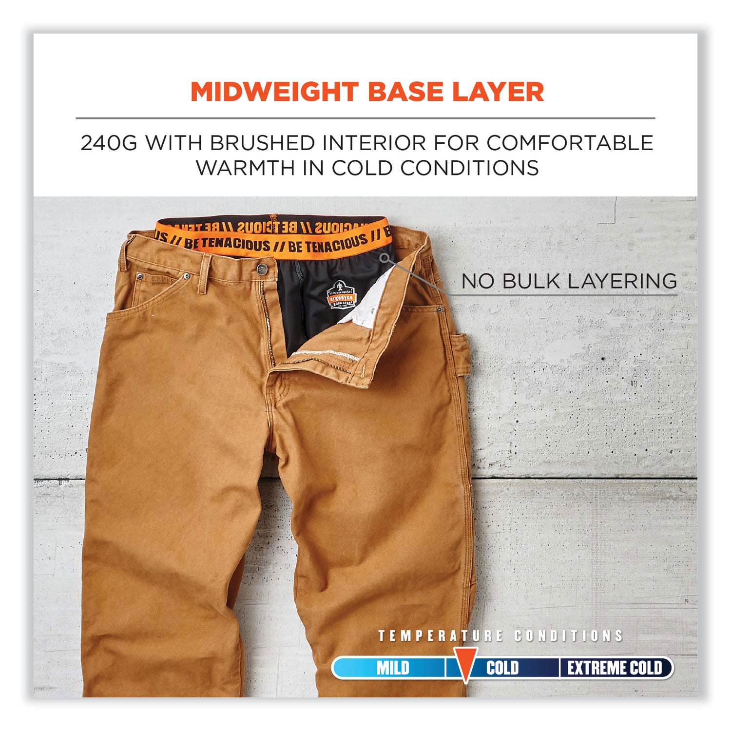 N-Ferno 6480 Midweight Base Layer Pants - 240 g, Large, Black, Ships in 1-3 Business Days
