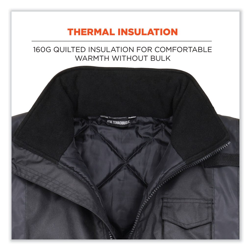 GloWear 8377EV Non-Certified Hi-Vis Quilted Bomber Jacket, Black, X-Large, Ships in 1-3 Business Days