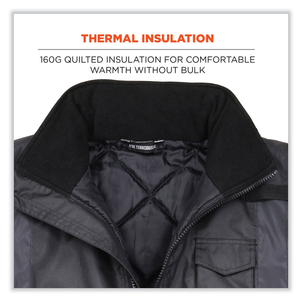GloWear 8377EV Non-Certified Hi-Vis Quilted Bomber Jacket, Black, 4X-Large, Ships in 1-3 Business Days