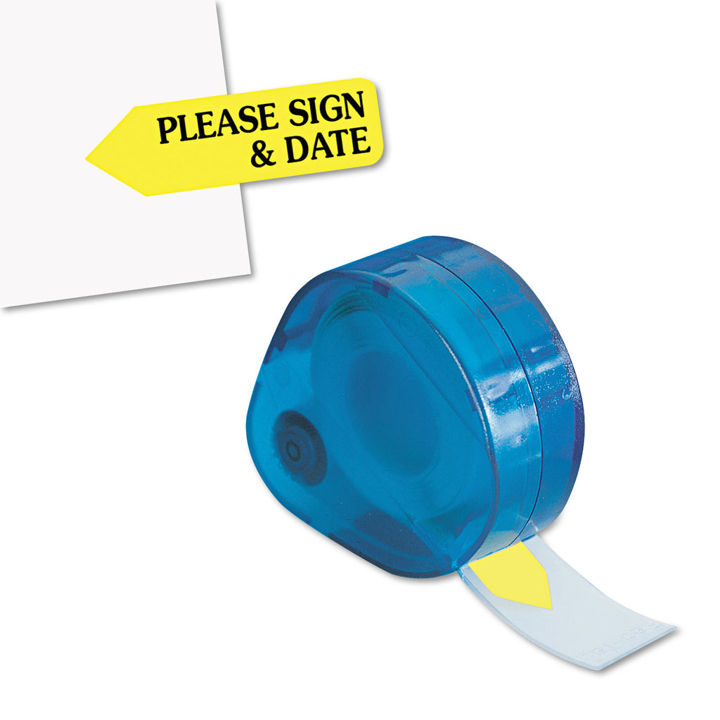 Arrow Message Page Flags in Dispenser, "Please Sign and Date", Yellow, 120 Flags - 