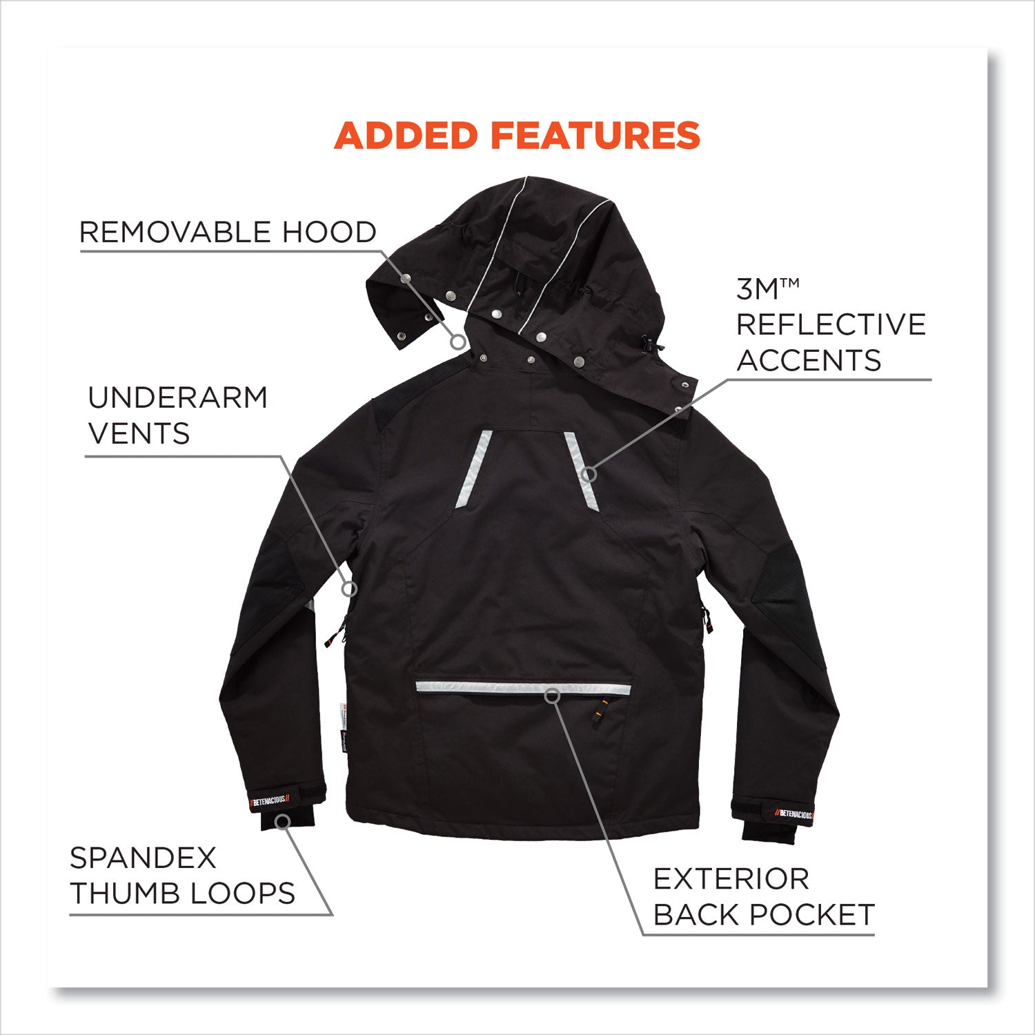 N-Ferno 6466 Thermal Jacket with 500D Nylon Shell, 4X-Large, Black, Ships in 1-3 Business Days