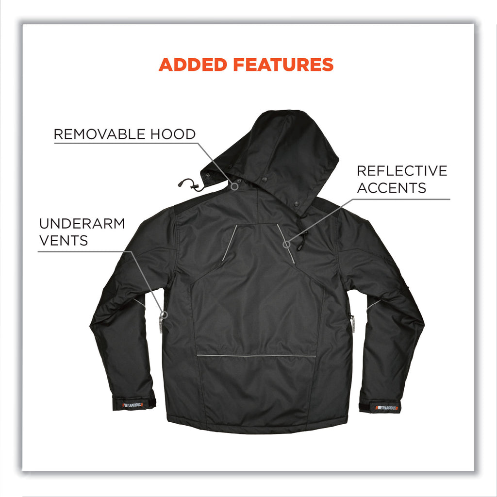 N-Ferno 6467 Winter Work Jacket with 300D Polyester Shell, Small, Black, Ships in 1-3 Business Days