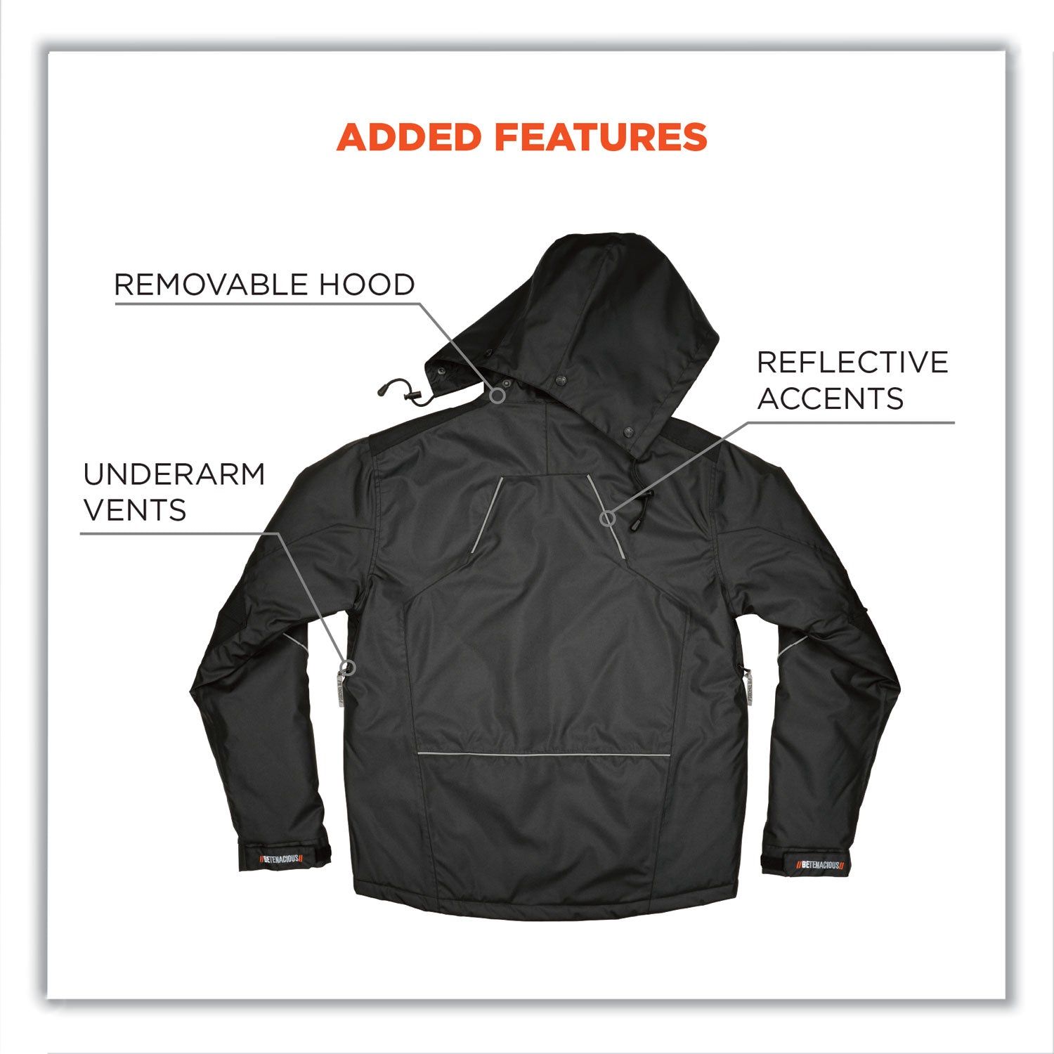 N-Ferno 6467 Winter Work Jacket with 300D Polyester Shell, Small, Black, Ships in 1-3 Business Days