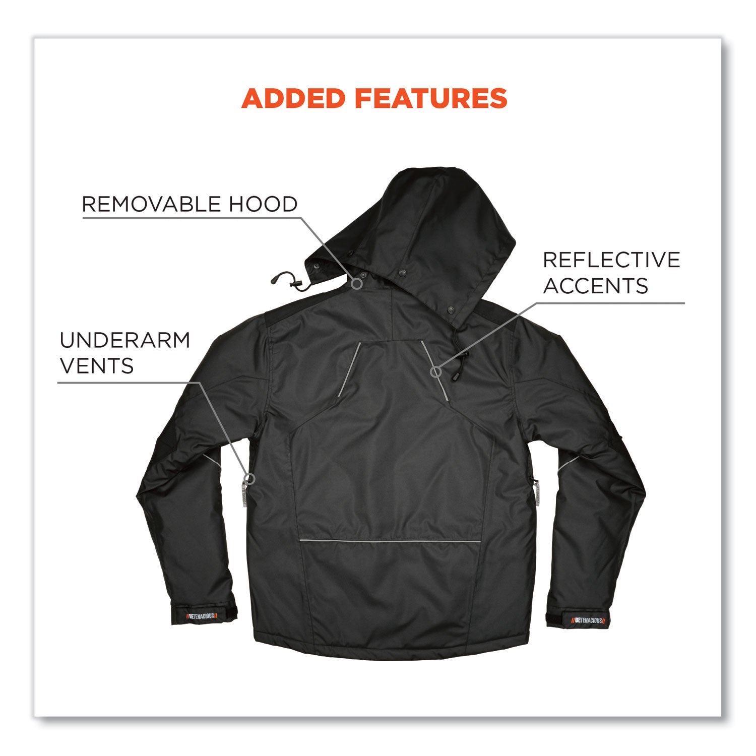 N-Ferno 6467 Winter Work Jacket with 300D Polyester Shell, X-Large, Black, Ships in 1-3 Business Days