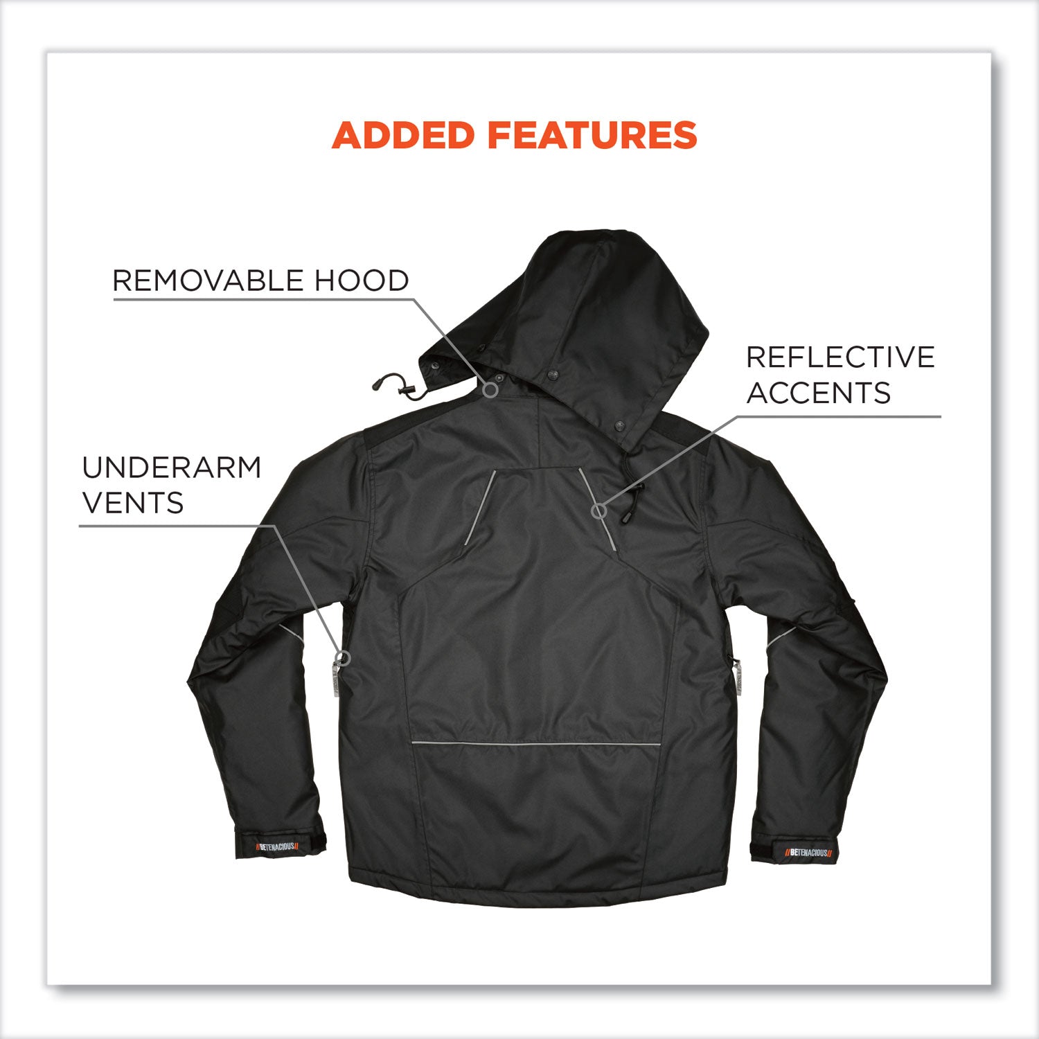 N-Ferno 6467 Winter Work Jacket with 300D Polyester Shell, 4X-Large, Black, Ships in 1-3 Business Days