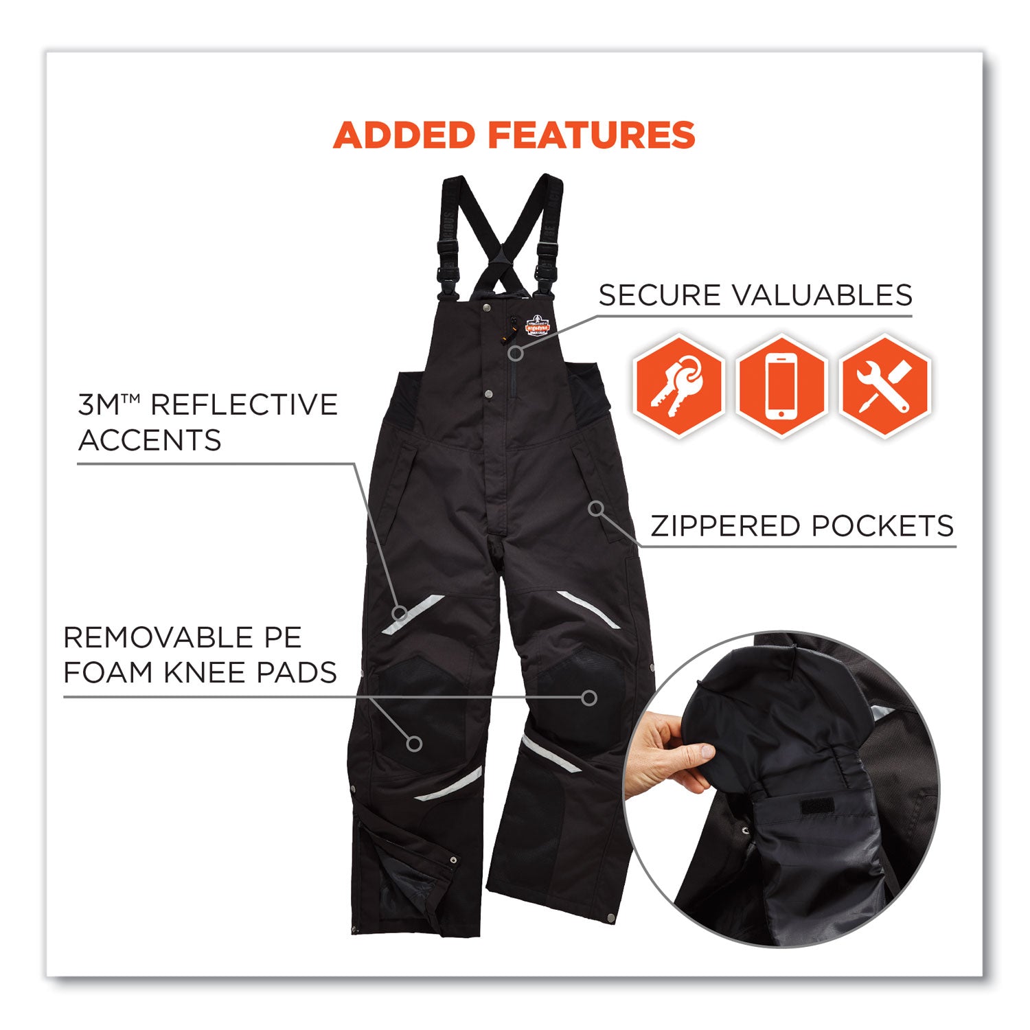 N-Ferno 6471 Thermal Bibs with 500D Nylon Shell, Small, Black, Ships in 1-3 Business Days