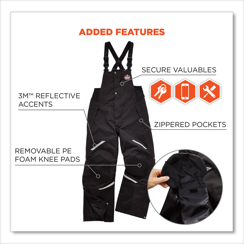 N-Ferno 6471 Thermal Bibs with 500D Nylon Shell, Medium, Black, Ships in 1-3 Business Days