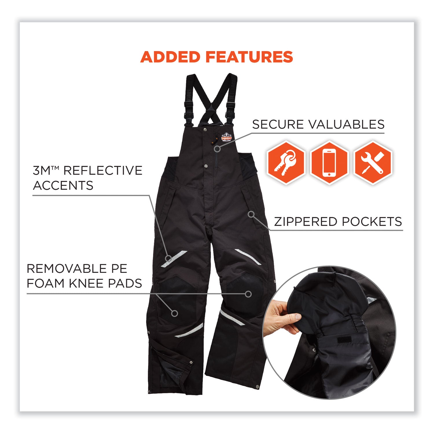 N-Ferno 6471 Thermal Bibs with 500D Nylon Shell, 2X-Large, Black, Ships in 1-3 Business Days