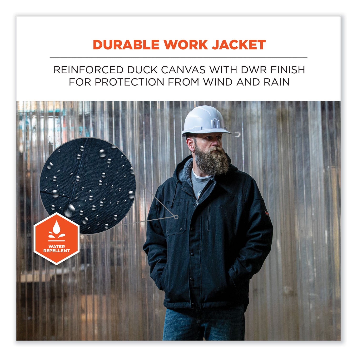 N-Ferno 6468 Duck Canvas Work Jacket, Small, Black, Ships in 1-3 Business Days