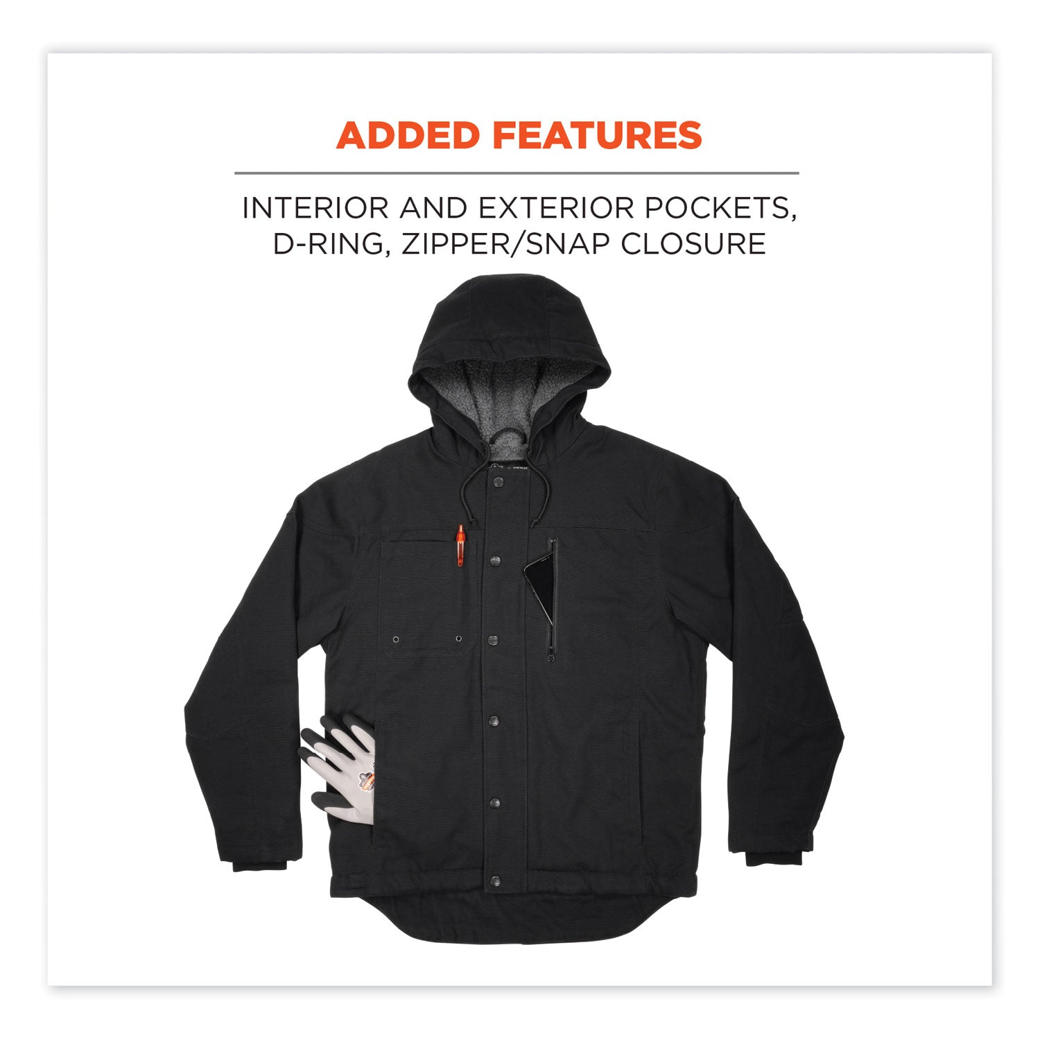 N-Ferno 6468 Duck Canvas Work Jacket, Medium, Black, Ships in 1-3 Business Days