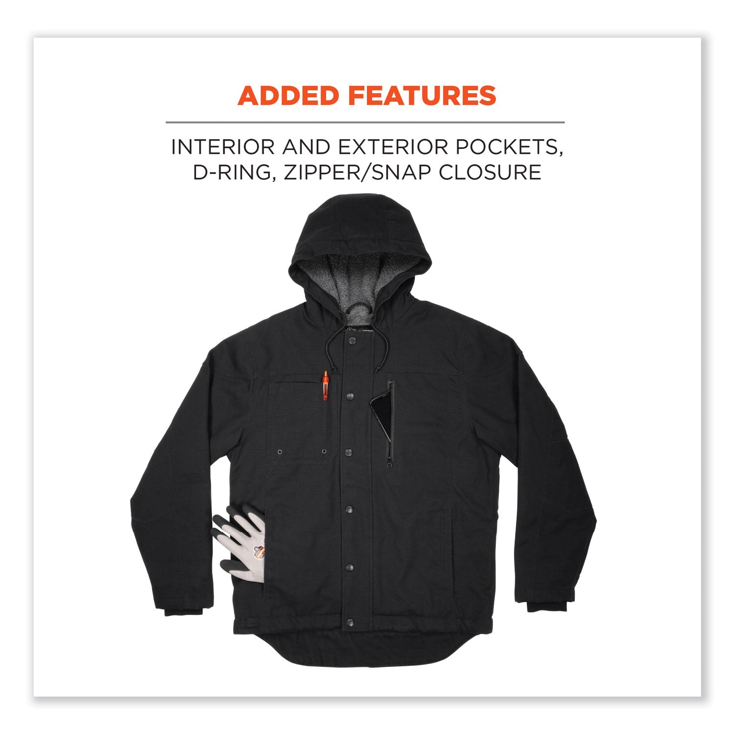 N-Ferno 6468 Duck Canvas Work Jacket, Large, Black, Ships in 1-3 Business Days