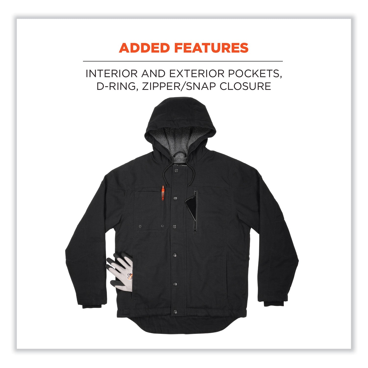 N-Ferno 6468 Duck Canvas Work Jacket, 3X-Large, Black, Ships in 1-3 Business Days