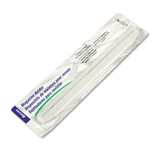 3-Hole Punched Plastic Edge Strip Magazine Holders For Ring Binders, 1 x 11.63, Frost, 12/Pack - 