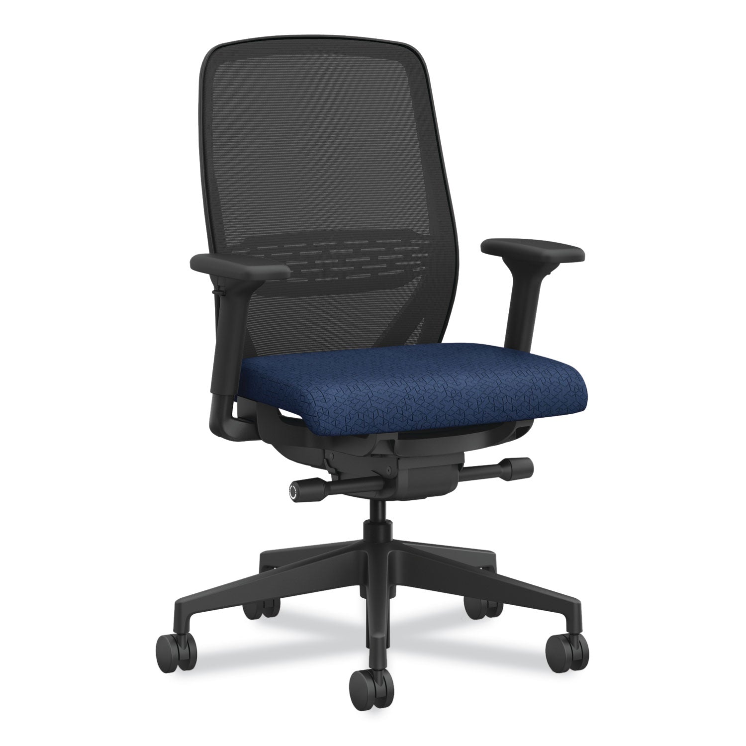 Nucleus Series Recharge Task Chair, Up to 300lb, 16.63" to 21.13" Seat Ht, Navy Seat, Black Back/Base - 1