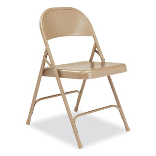 50 Series All-Steel Folding Chair, Supports 500 lb, 16.75" Seat Ht, Beige Seat/Back, Beige Base, 4/CT, Ships in 1-3 Bus Days