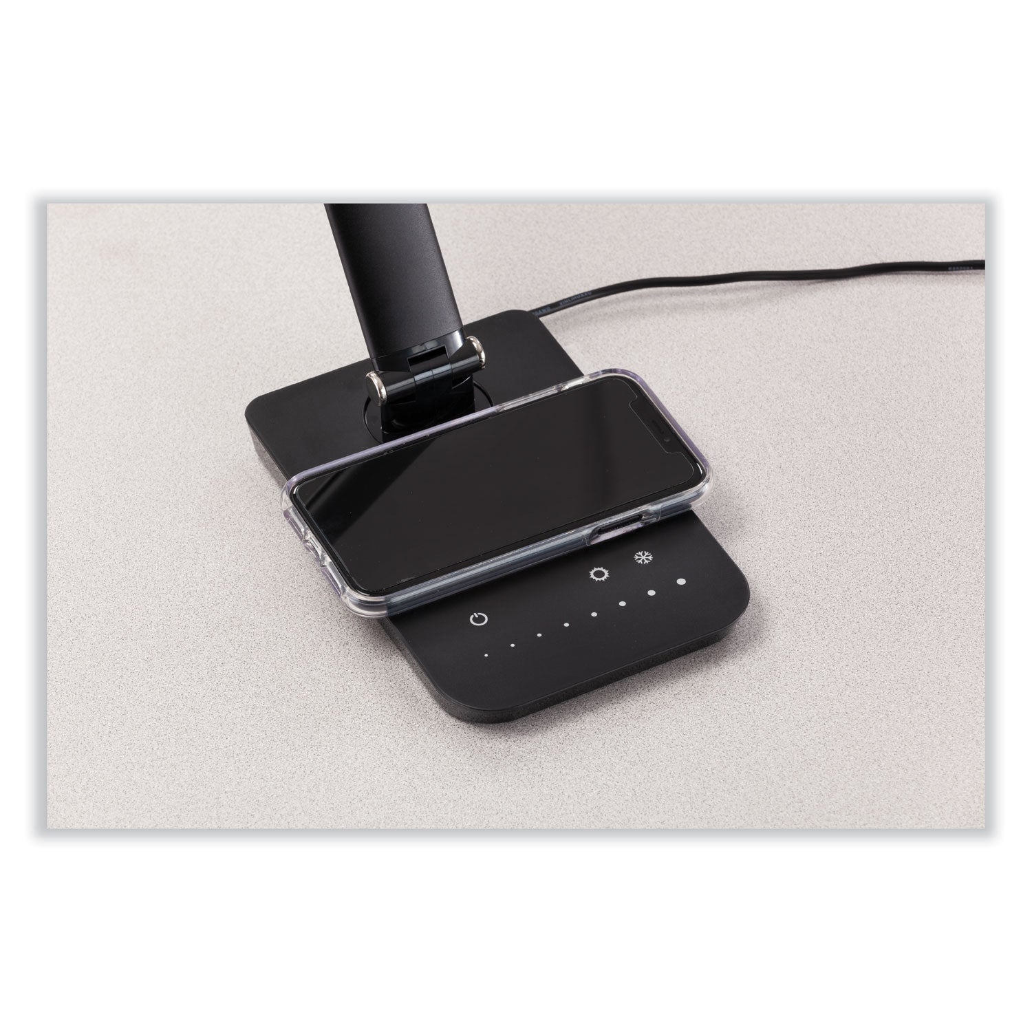 Vamp LED Wireless Charging Lamp, Multi-pivot Neck, 16.75" High, Black, Ships in 1-3 Business Days