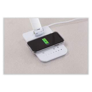 Vamp LED Wireless Charging Lamp, Multi-pivot Neck, 16.75" High, Black, Ships in 1-3 Business Days