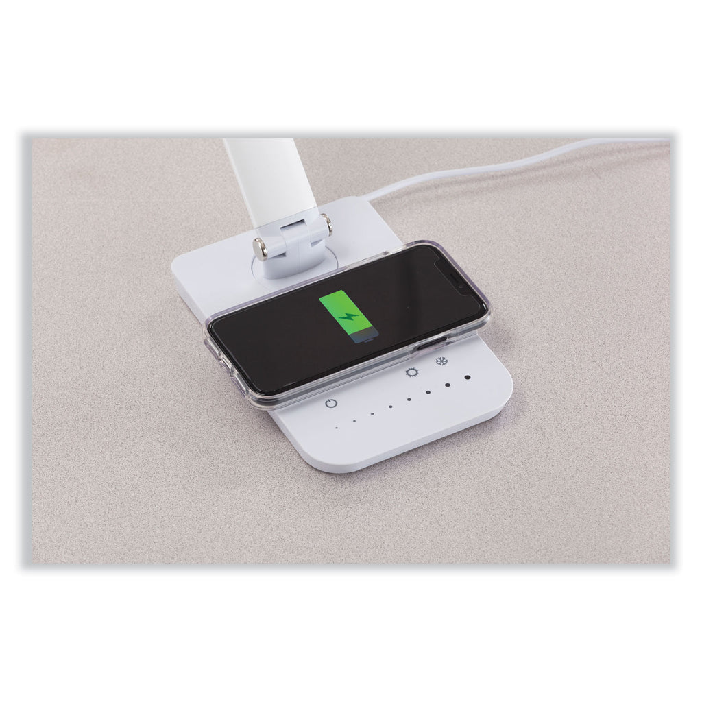 Vamp LED Wireless Charging Lamp, Multi-pivot Neck, 16.75" High, Silver, Ships in 1-3 Business Days