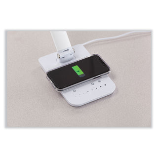 Vamp LED Wireless Charging Lamp, Multi-pivot Neck, 16.75" High, Silver, Ships in 1-3 Business Days