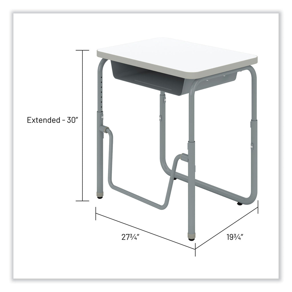 AlphaBetter 2.0 Height-Adjust Student Desk with Pendulum Bar, 27.75 x 19.75 x 22 to 30, Dry Erase, Ships in 1-3 Business Days