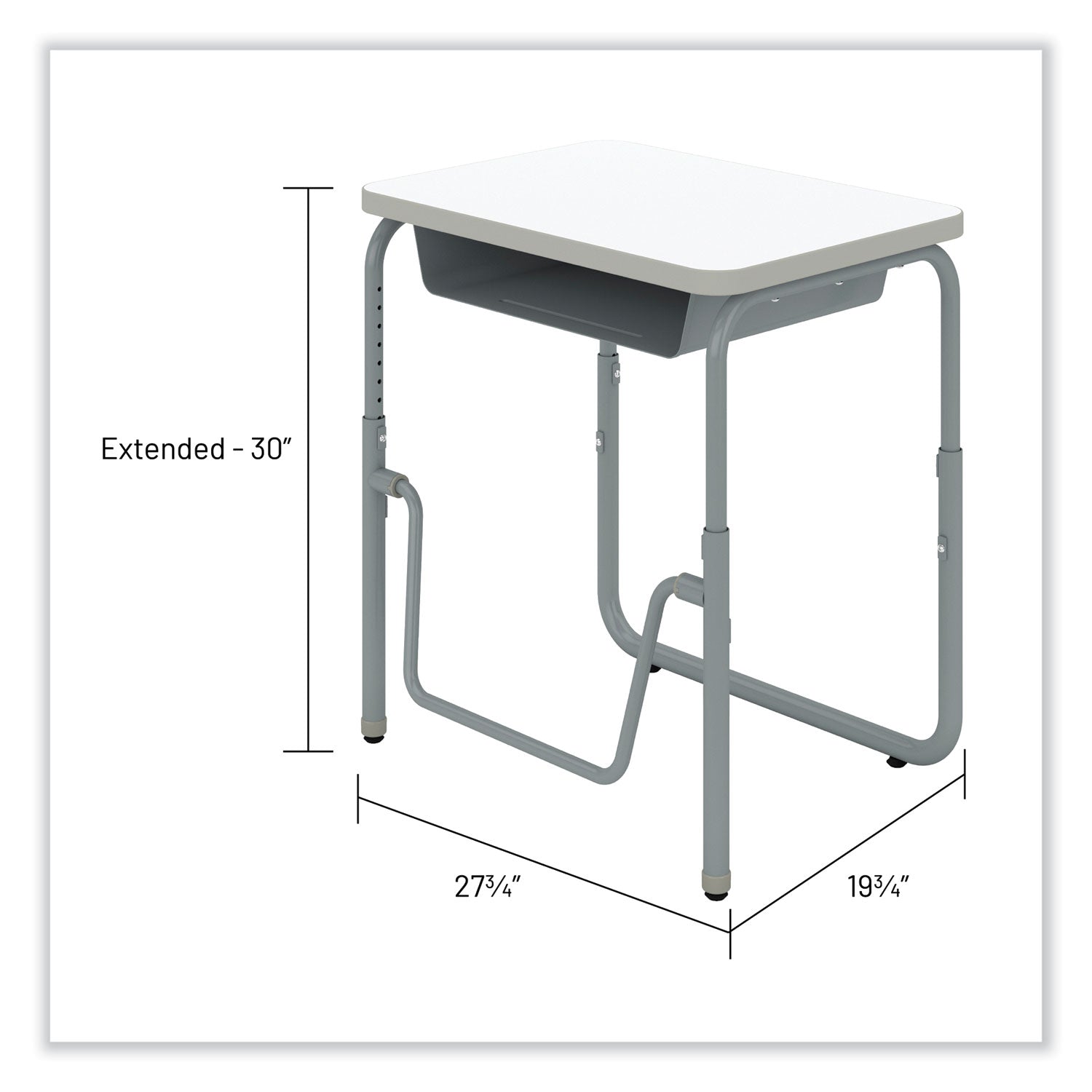 AlphaBetter 2.0 Height-Adjust Student Desk with Pendulum Bar, 27.75 x 19.75 x 22 to 30, Dry Erase, Ships in 1-3 Business Days