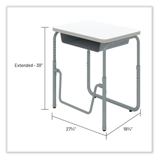 AlphaBetter 2.0 Height-Adjust Student Desk with Pendulum Bar, 27.75 x 19.75 x 22 to 30, Dry Erase, Ships in 1-3 Business Days