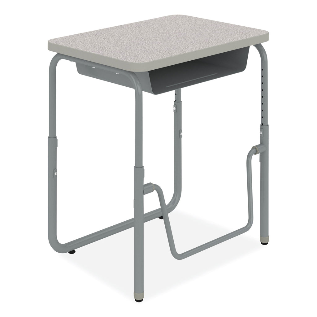 AlphaBetter 2.0 Height-Adjustable Student Desk with Pendulum Bar, 27.75" x 19.75" x 22" to 30", Pebble Gray