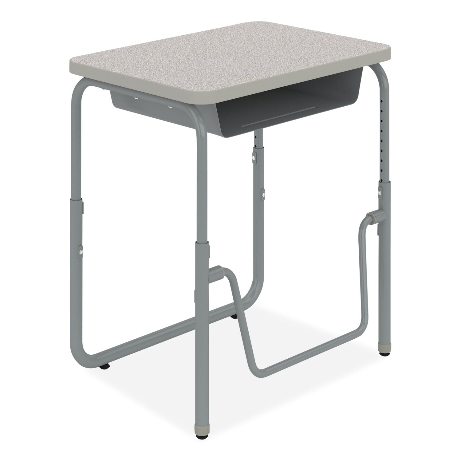 AlphaBetter 2.0 Height-Adjustable Student Desk with Pendulum Bar, 27.75" x 19.75" x 22" to 30", Pebble Gray