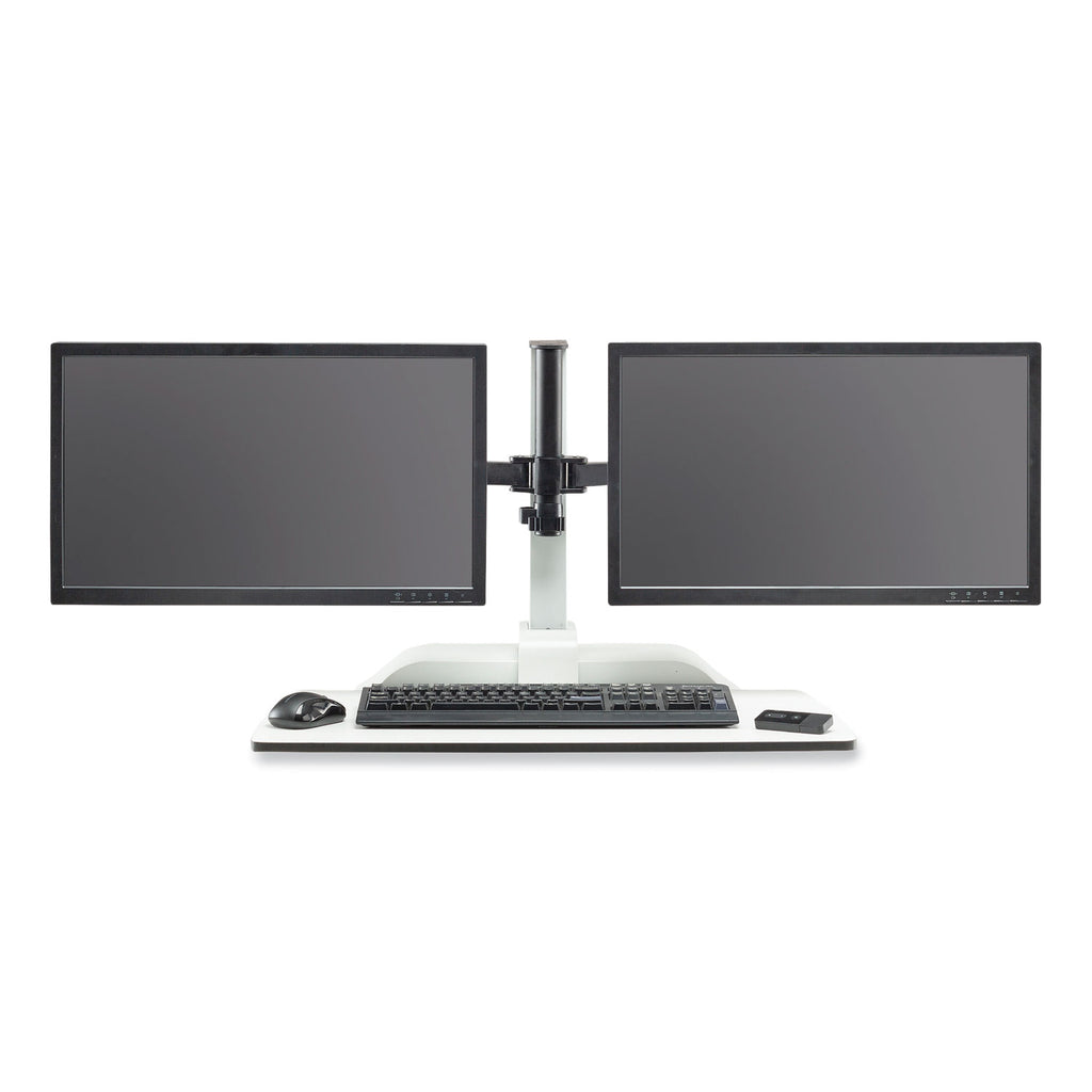 Soar Electric Desktop Sit/Stand Dual Monitor Arm, For 27" Monitors, White, Supports 10 lbs, Ships in 1-3 Business Days