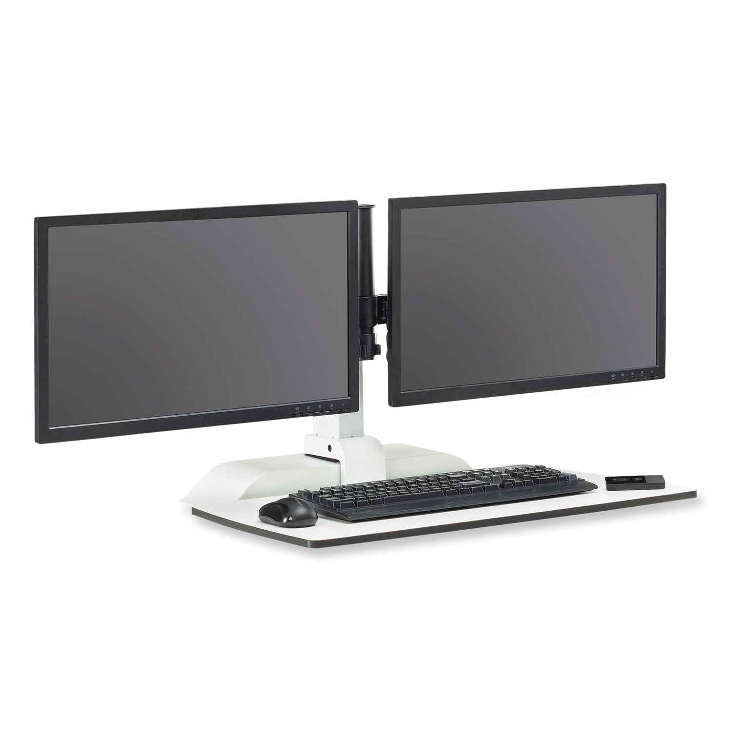 Soar Electric Desktop Sit/Stand Dual Monitor Arm, For 27" Monitors, White, Supports 10 lbs, Ships in 1-3 Business Days