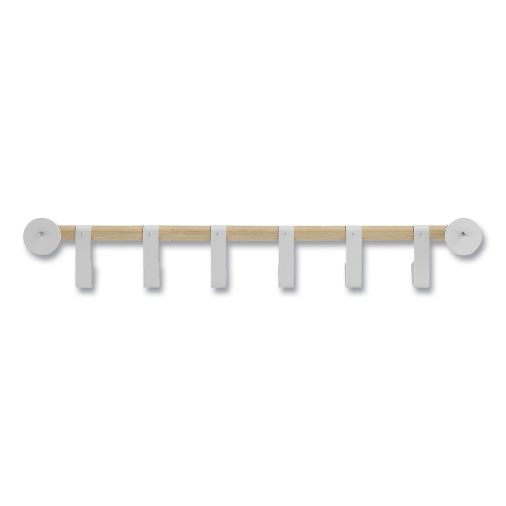 Resi Coat Wall Rack, 6 Hook, 36.25w x 4.25d x 6h, White, Ships in 1-3 Business Days