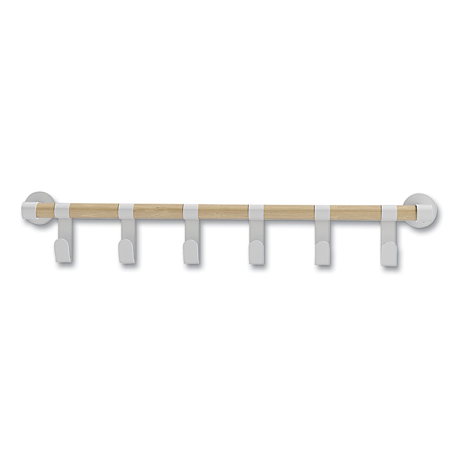 Resi Coat Wall Rack, 6 Hook, 36.25w x 4.25d x 6h, White, Ships in 1-3 Business Days