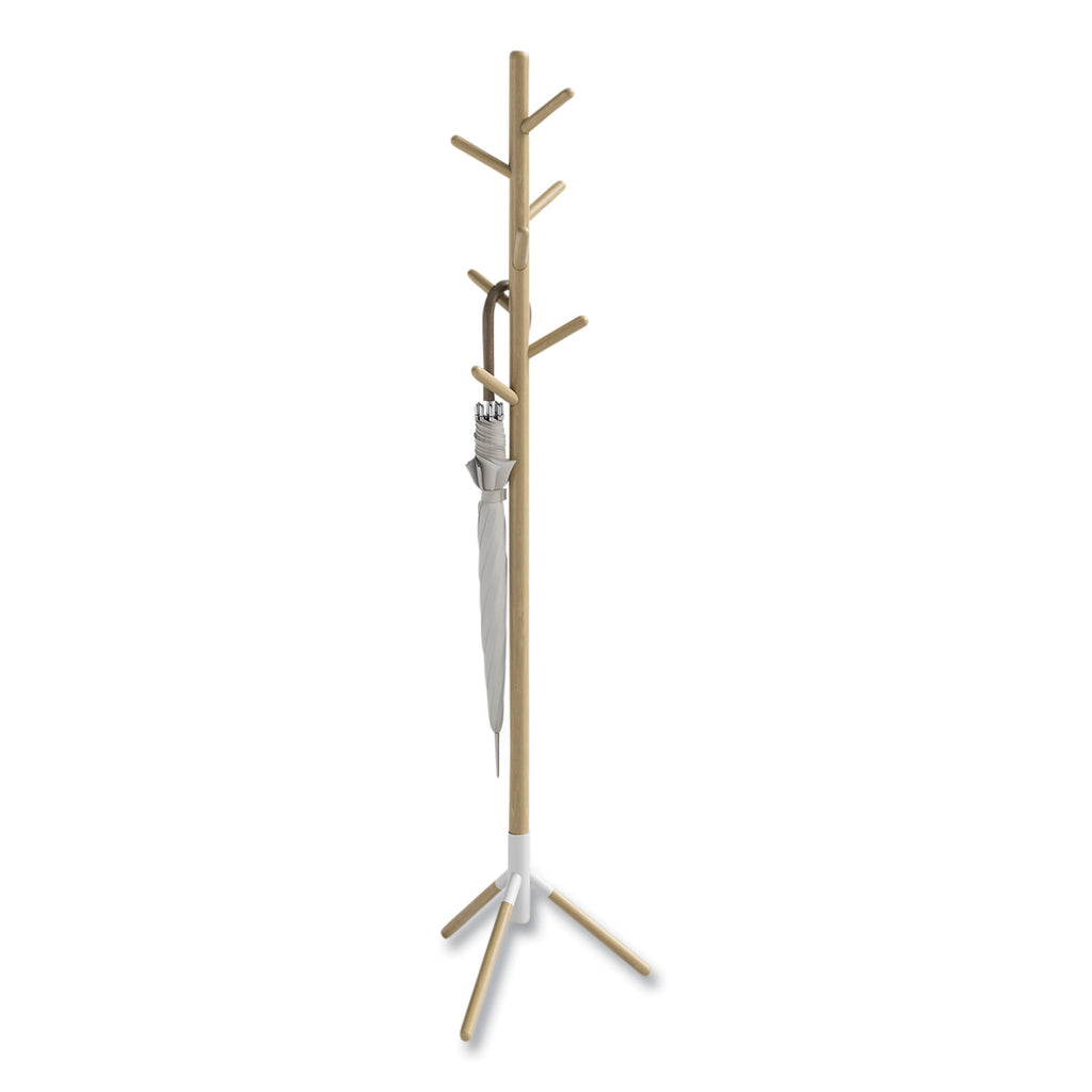 Resi Standing Coat Tree, 6 Hook, 17.25w x 17.25d x 69.5h, White, Ships in 1-3 Business Days