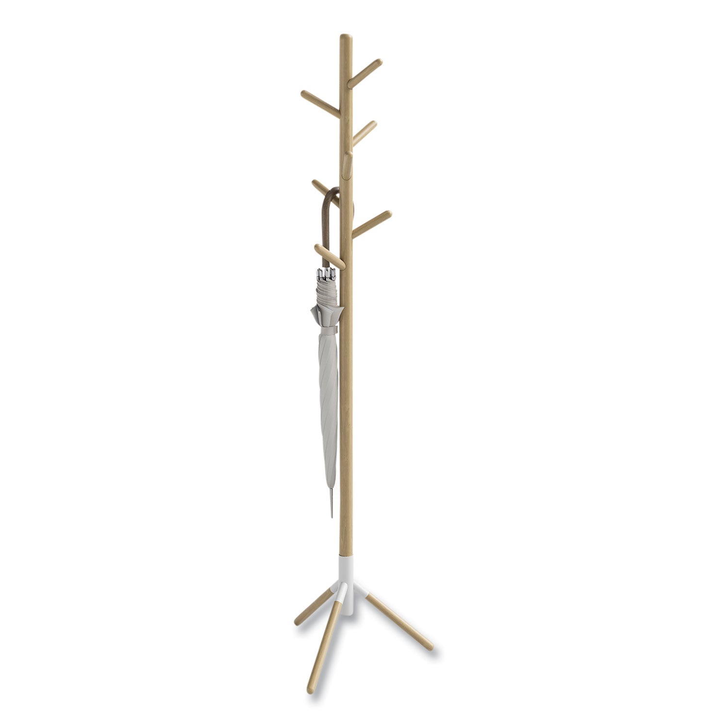 Resi Standing Coat Tree, 6 Hook, 17.25w x 17.25d x 69.5h, White, Ships in 1-3 Business Days