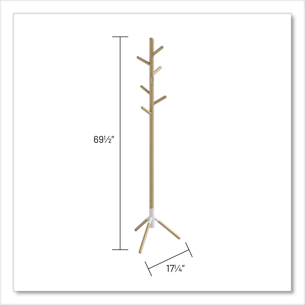 Resi Standing Coat Tree, 6 Hook, 17.25w x 17.25d x 69.5h, White, Ships in 1-3 Business Days