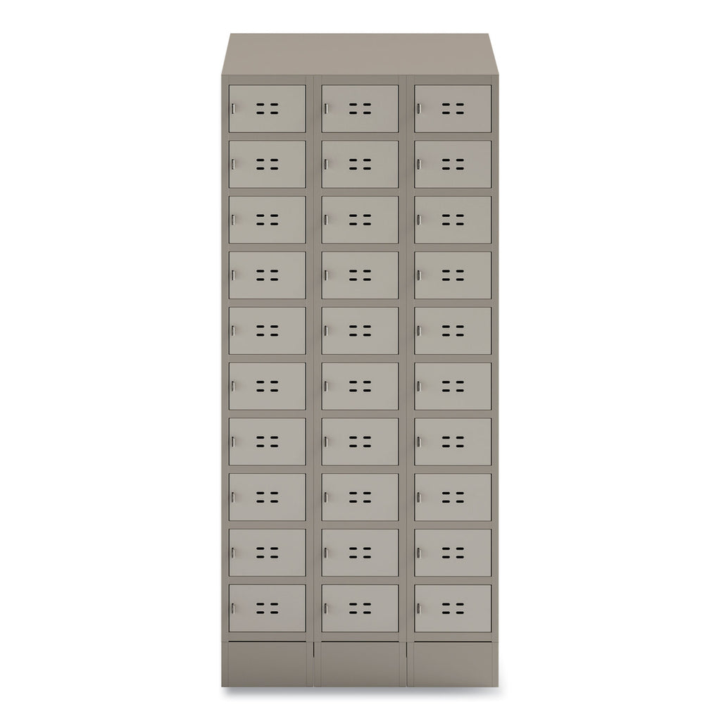 Triple Continuous Metal Locker Base Addition, 35w x 16d x 5.75h, Tan, Ships in 1-3 Business Days