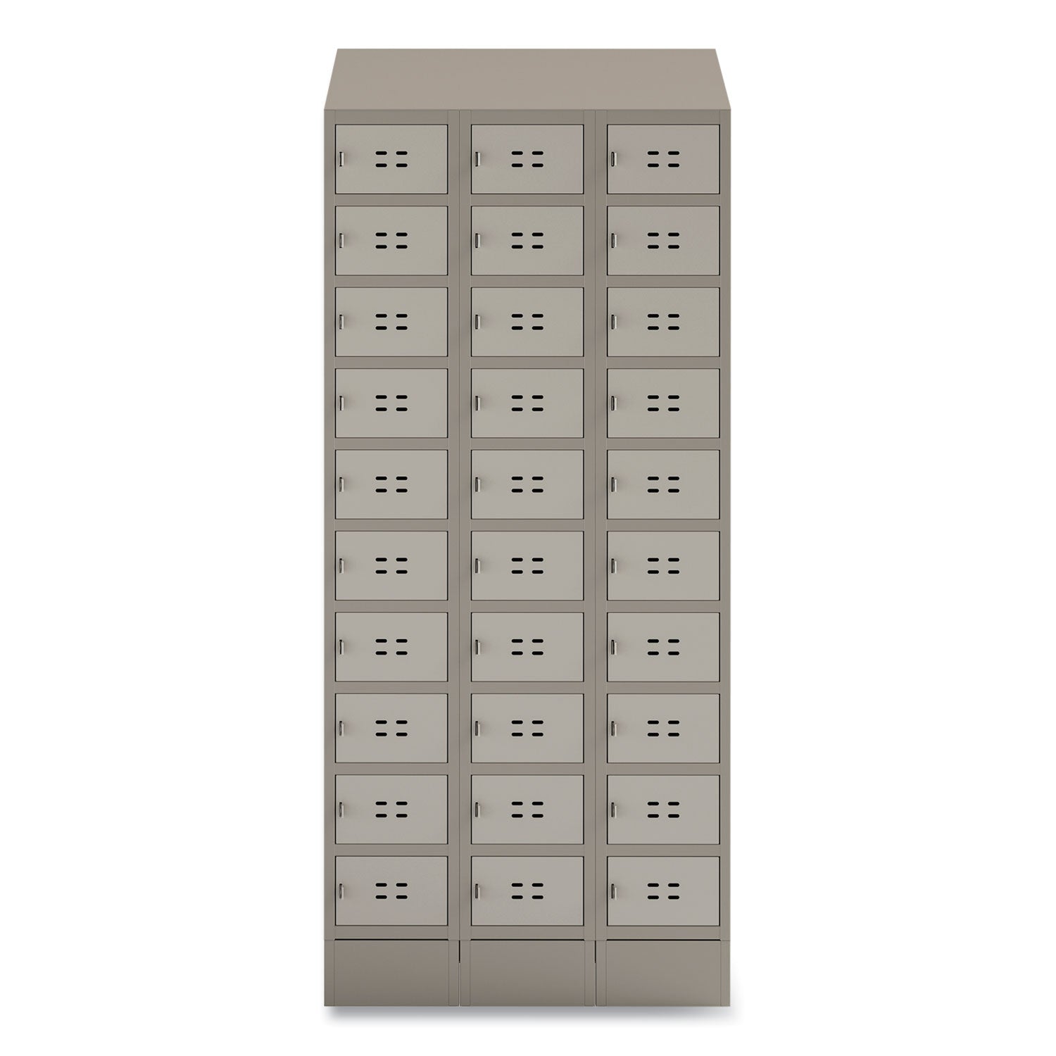 Triple Continuous Metal Locker Base Addition, 35w x 16d x 5.75h, Tan, Ships in 1-3 Business Days
