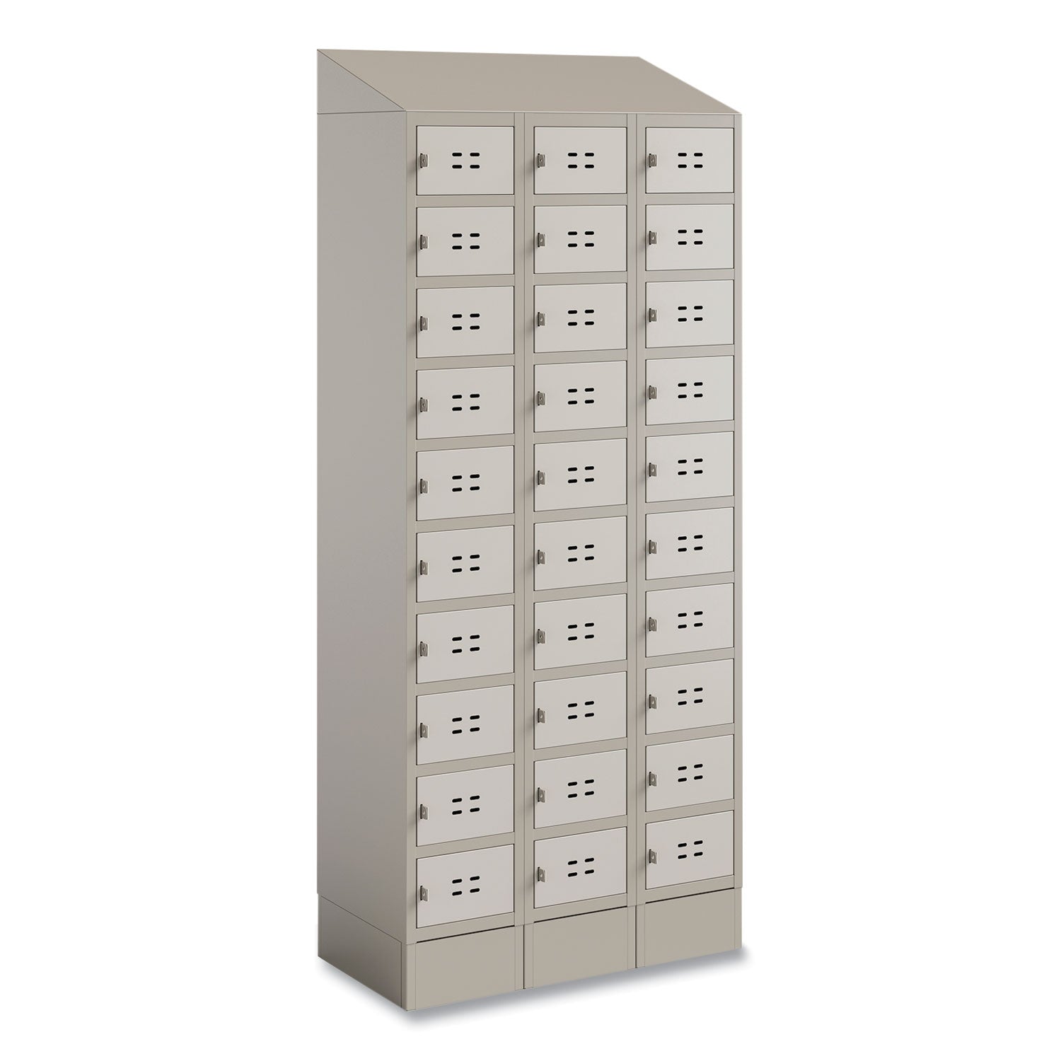 Triple Continuous Metal Locker Base Addition, 35w x 16d x 5.75h, Tan, Ships in 1-3 Business Days