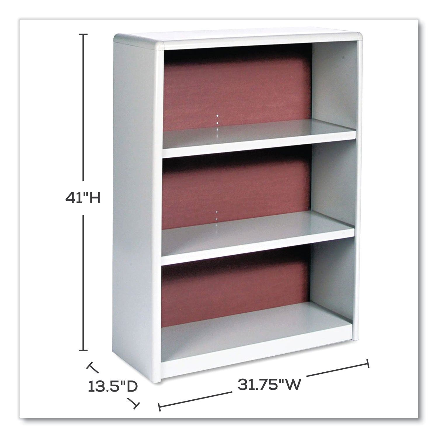 ValueMate Economy Bookcase, Three-Shelf, 31.75w x 13.5d x 41h, Gray, Ships in 1-3 Business Days