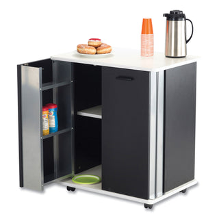 Refreshment Stand, Engineered Wood, 9 Shelves, 29.5" x 22.75" x 33.25", Black/White, Ships in 1-3 Business Days - 