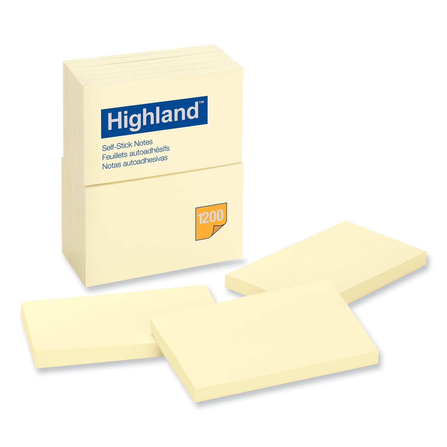 Self-Stick Notes, 3" x 5", Yellow, 100 Sheets/Pad, 12 Pads/Pack - 