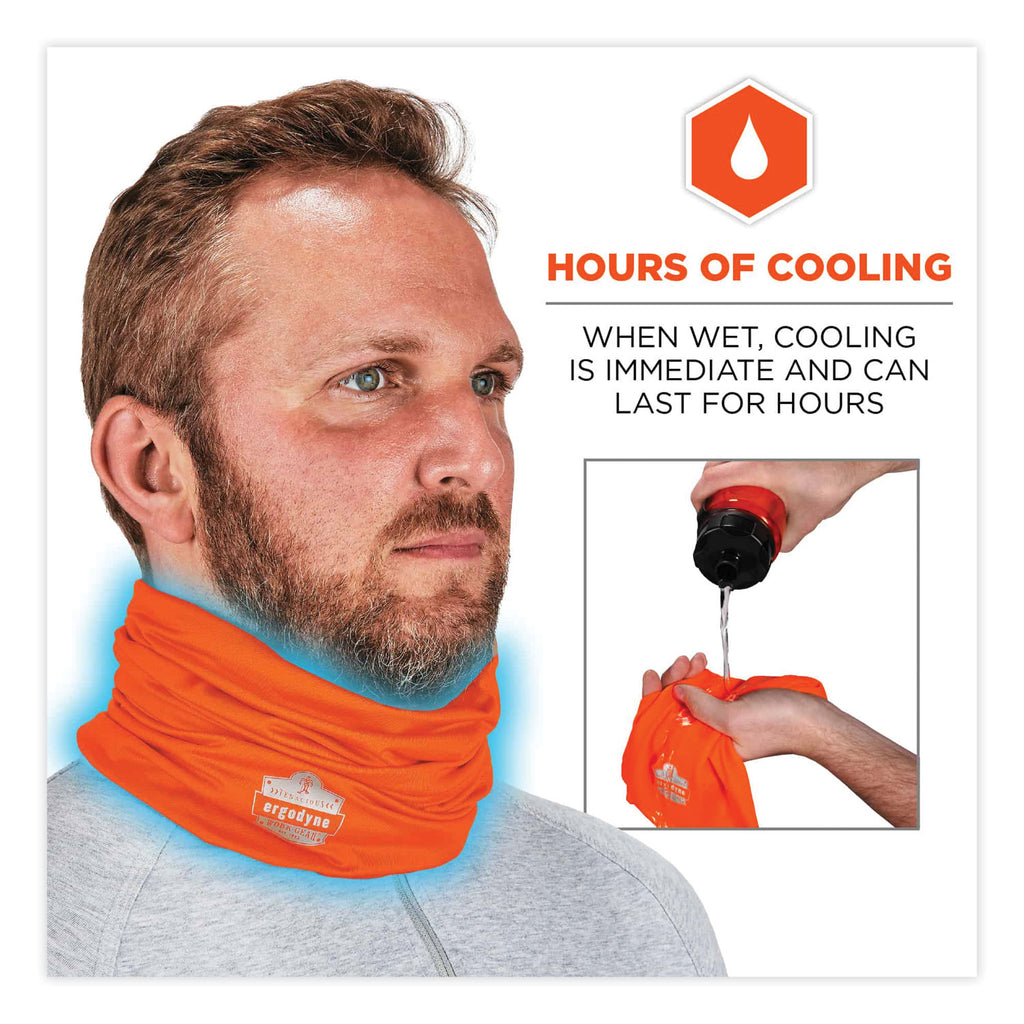 Chill-Its 6487 Cooling Performance Knit Multi-Band, Polyester/Spandex, One Size, Hi-Vis Orange, Ships in 1-3 Business Days