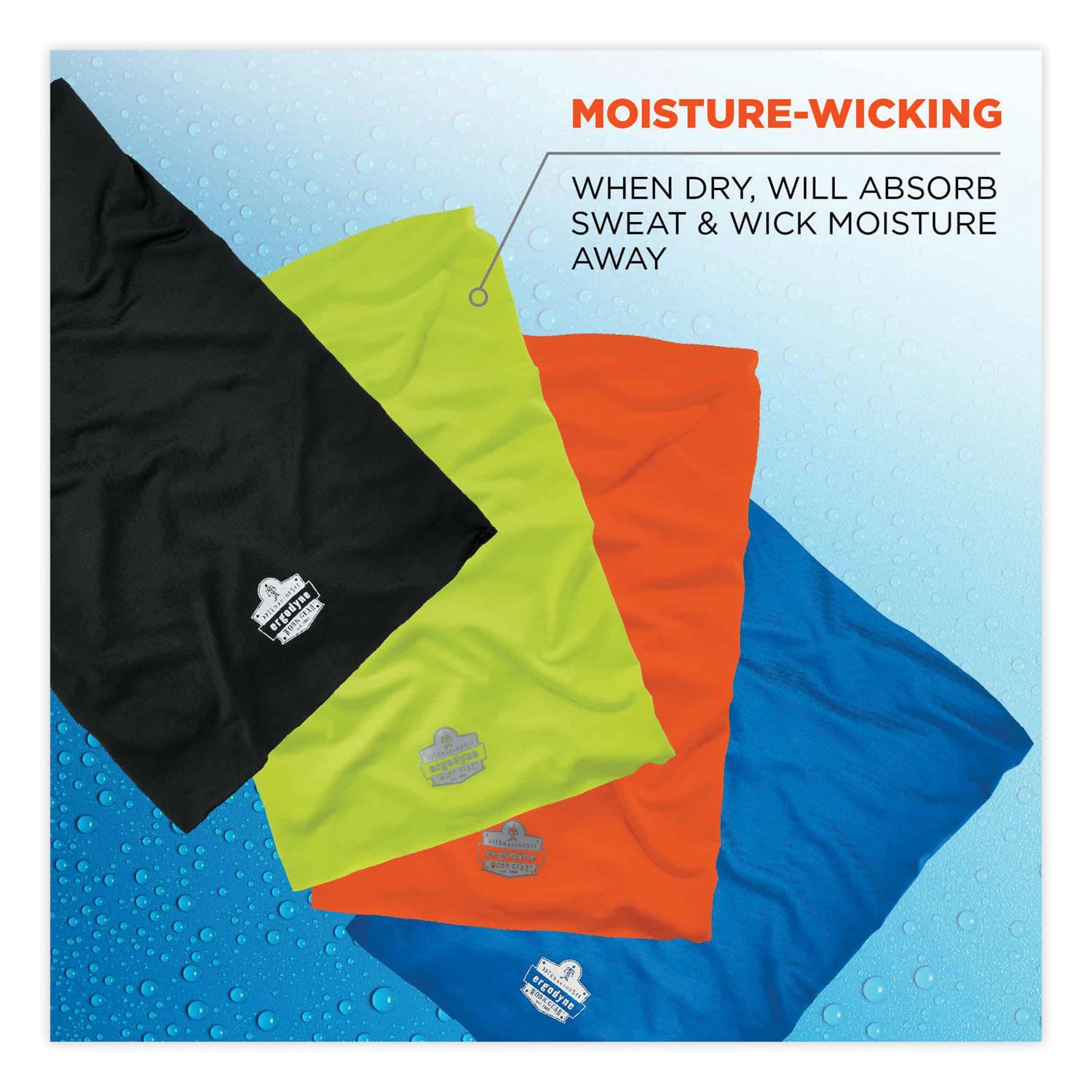 Chill-Its 6487 Cooling Performance Knit Multi-Band, Polyester/Spandex, One Size, Hi-Vis Orange, Ships in 1-3 Business Days