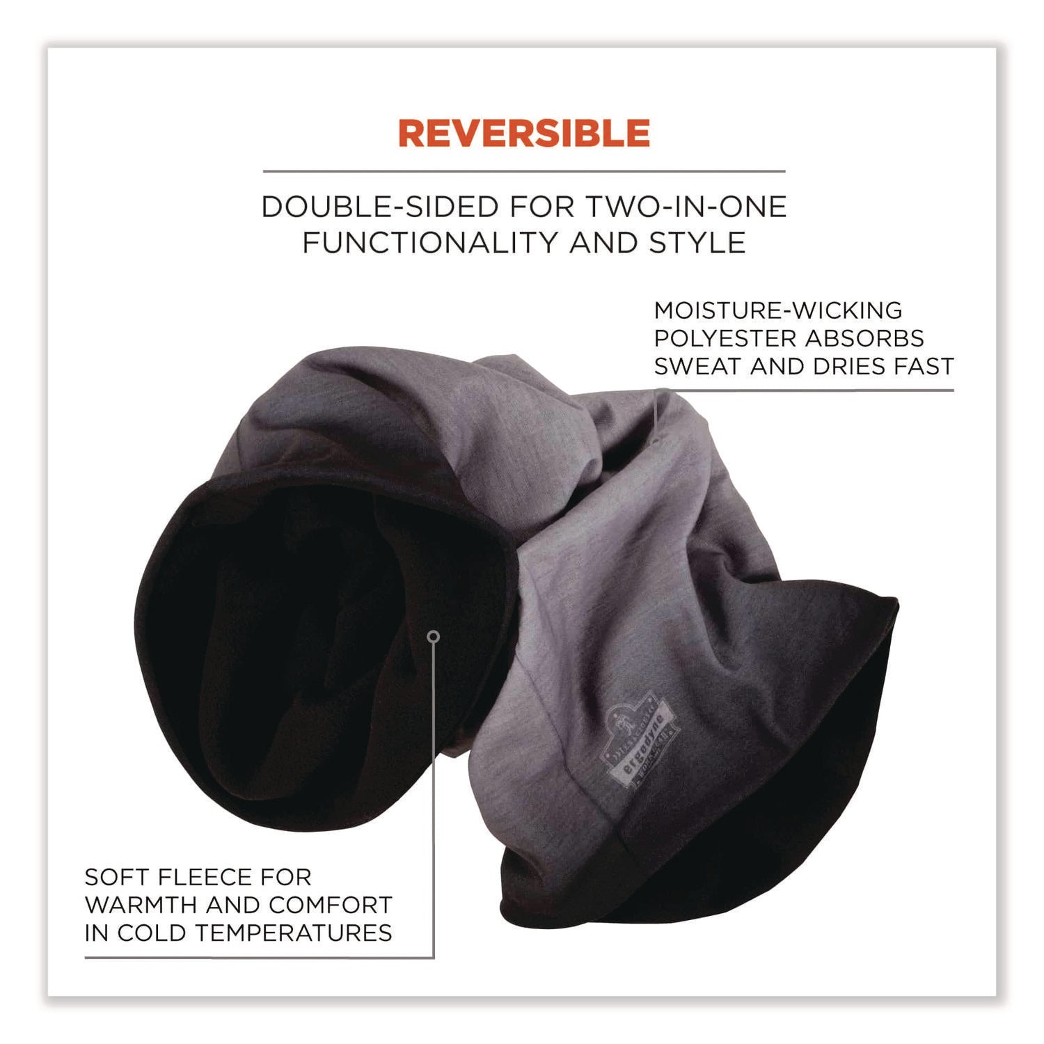 N-Ferno 6491 Reversible Thermal Fleece + Poly Multi-Band, One Size Fits Most, Light Gray Fade, Ships in 1-3 Business Days